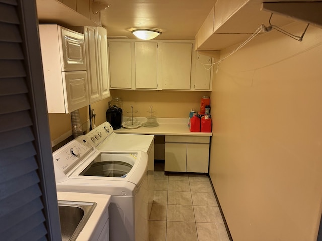 443 Commanche Trl, Wheeling, IL 60090 - laundry room featuring independent washer and dryer, light tile patterned floors, and cabinet space