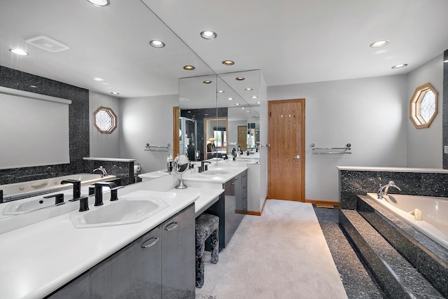 998 N Westshore Blvd, Manteno, IL 60950 - bathroom with two vanities, recessed lighting, and a garden tub