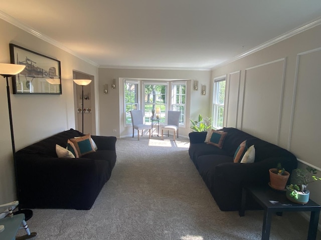 348 Bloomfield Cir, Bloomingdale, IL 60108 - carpeted living area featuring crown molding and baseboards