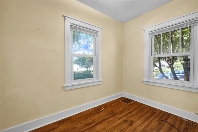 217 S Florence Ave, Bloomington, IL 61701 - unfurnished room with healthy amount of natural light, dark wood-style floors, and a textured ceiling
