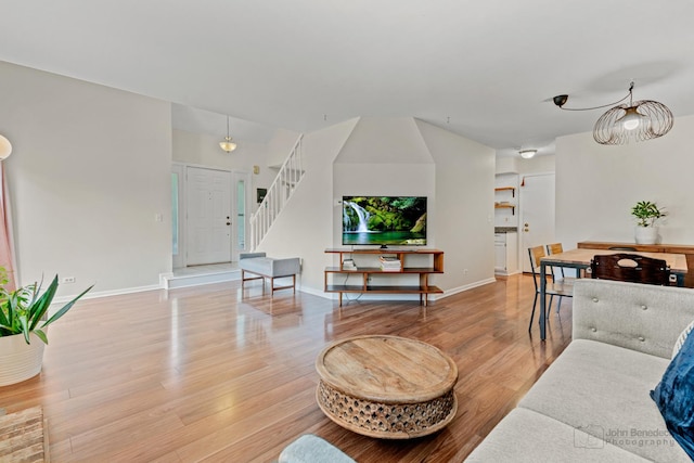 223 New Bridge Ct, Palatine, IL 60067 - living room featuring stairs and wood finished floors
