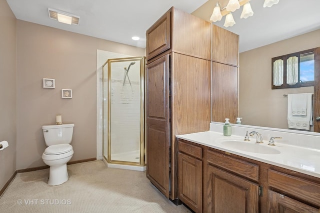 104 Lois Ln, Deer Park, IL 60010 - full bathroom featuring a shower stall, vanity, and a chandelier
