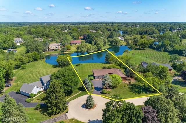 104 Lois Ln, Deer Park, IL 60010 - aerial view of property's location with a nearby body of water and property boundaries highlighted