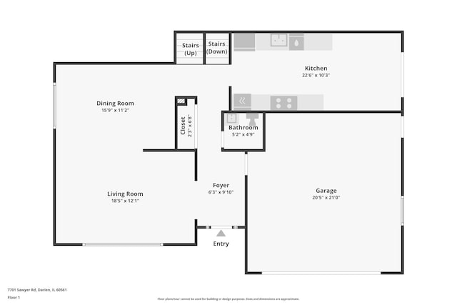 7701 Sawyer Rd, Darien, IL 60561 - view of room layout
