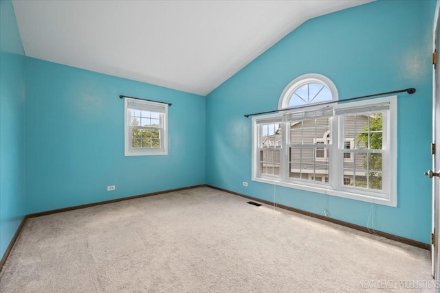 27W414 Melrose Ln, Winfield, IL 60190 - spare room featuring vaulted ceiling, carpet flooring, and healthy amount of natural light