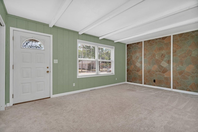 25034 S Center St, Channahon, IL 60410 - entrance foyer featuring beamed ceiling and carpet