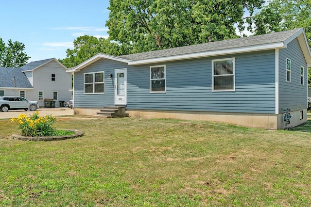 25034 S Center St, Channahon, IL 60410 - single story home with a front yard, entry steps, and roof with shingles