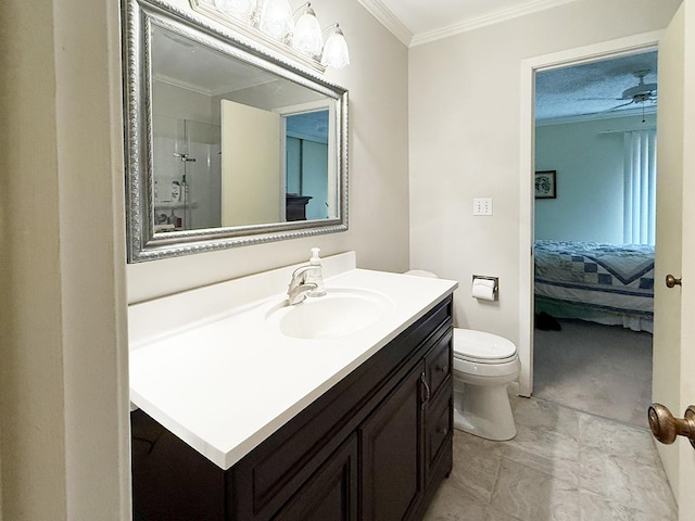 42W396 Hawthorne Ct, Saint Charles, IL 60175 - ensuite bathroom featuring crown molding, vanity, and a shower