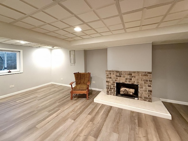 42W396 Hawthorne Ct, Saint Charles, IL 60175 - unfurnished room with wood finished floors, a fireplace, and recessed lighting