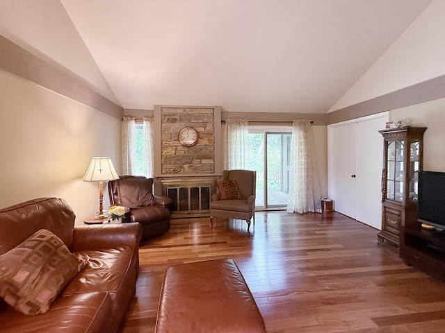 42W396 Hawthorne Ct, Saint Charles, IL 60175 - living area with vaulted ceiling, wood finished floors, and healthy amount of natural light
