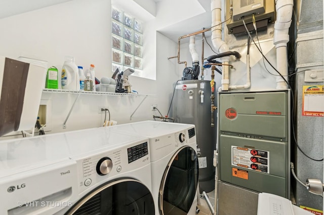 2145 W Crystal St Unit 2, Chicago, IL 60622 - washroom featuring washing machine and clothes dryer, water heater, and heating unit