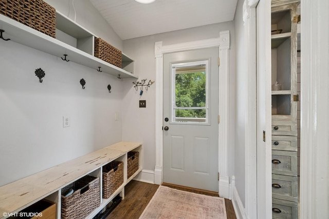 241 Hoy Ave, Woodstock, IL 60098 - mudroom with dark wood finished floors and baseboards