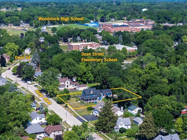 241 Hoy Ave, Woodstock, IL 60098 - aerial view of residential area featuring a heavily wooded area