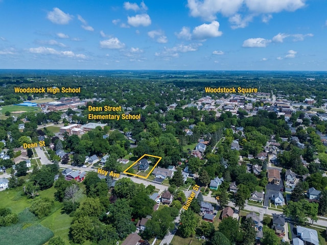 241 Hoy Ave, Woodstock, IL 60098 - aerial view of property and surrounding area featuring property parcel outlined