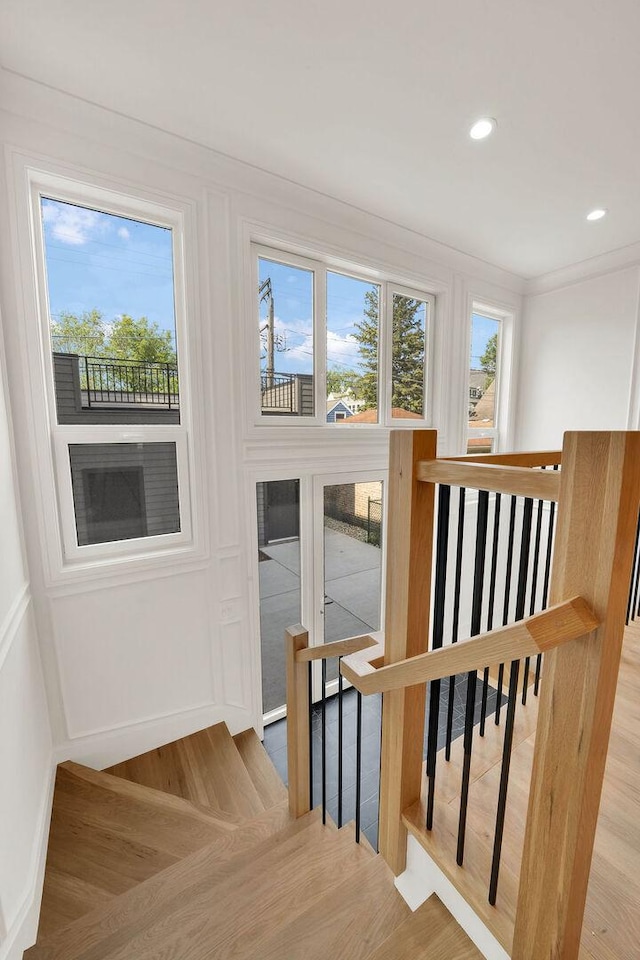 2248 W Ainslie St, Chicago, IL 60625 - stairway featuring wood finished floors and recessed lighting