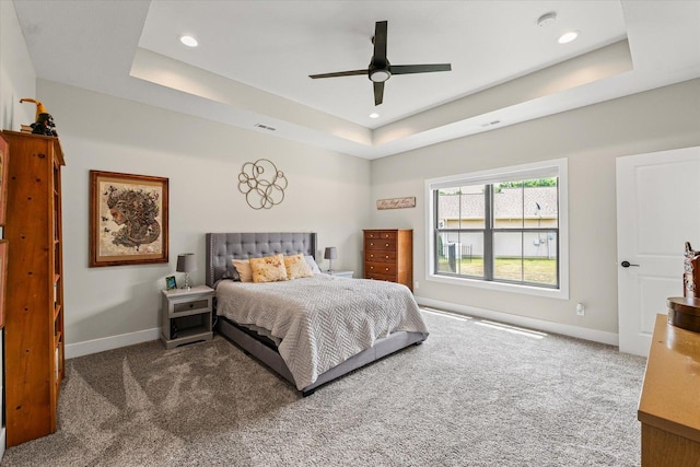 1807 E Fairfield Cir, Urbana, IL 61802 - bedroom featuring a raised ceiling, carpet flooring, recessed lighting, and a ceiling fan