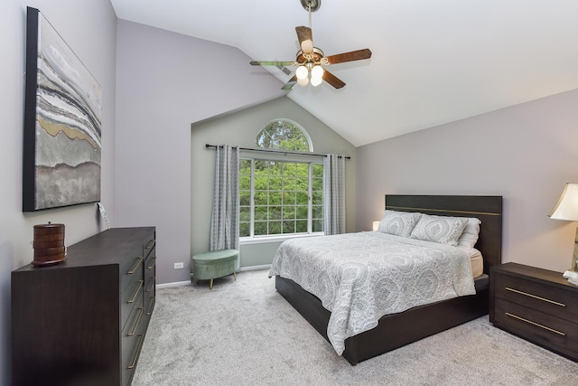 30W050 Willow Ln Unit 30W050, Warrenville, IL 60555 - bedroom featuring vaulted ceiling, light carpet, and a ceiling fan