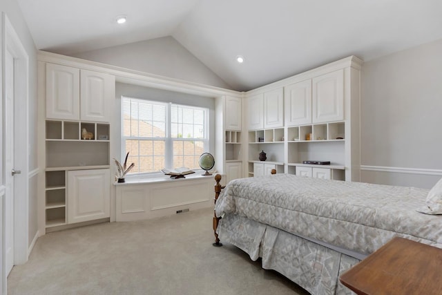 846 Colchester Dr, Oswego, IL 60543 - bedroom with vaulted ceiling, light carpet, and recessed lighting