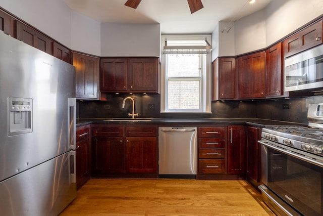 6712 N Maplewood Ave, Chicago, IL 60645 - kitchen with appliances with stainless steel finishes, dark brown cabinets, dark countertops, and backsplash