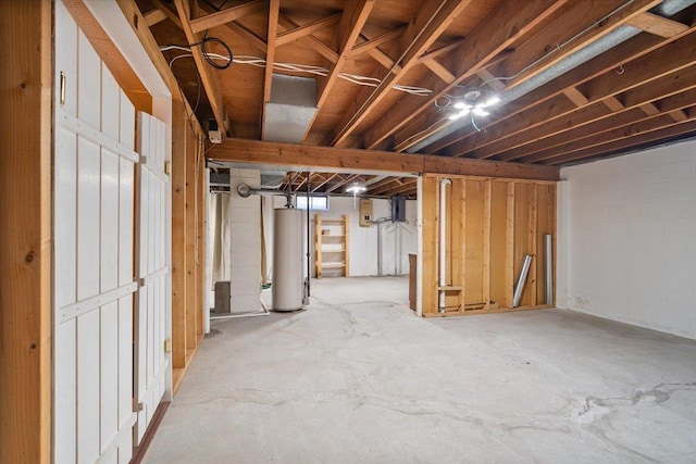 200 S Madison St, Towanda, IL 61776 - unfinished below grade area with water heater and concrete block wall