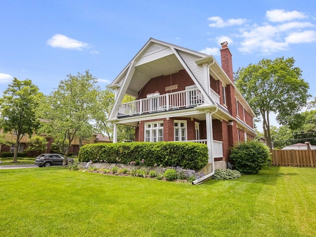718 S Washington Ave, Park Ridge, IL 60068 - view of front of home with a balcony, brick siding, and a chimney