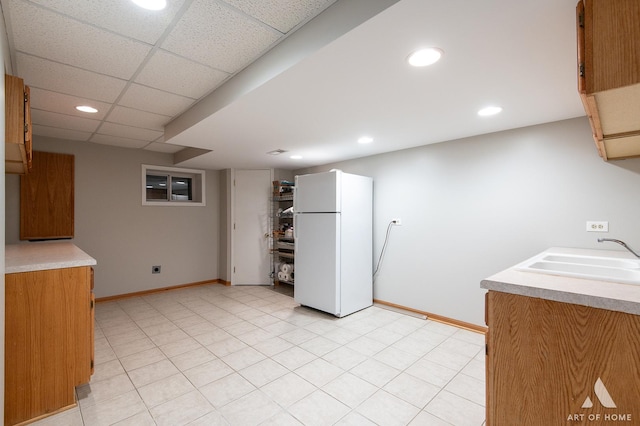 8619 Koehler Dr, Tinley Park, IL 60487 - finished below grade area with freestanding refrigerator and recessed lighting