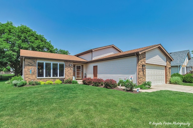 3406 W Bretons Dr, Mchenry, IL 60050 - ranch-style home featuring brick siding, an attached garage, a front lawn, and concrete driveway