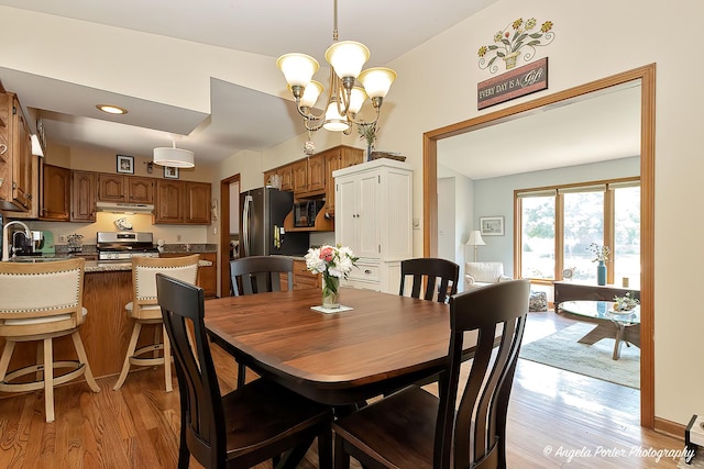 3406 W Bretons Dr, Mchenry, IL 60050 - dining room featuring light wood finished floors, a chandelier, and recessed lighting