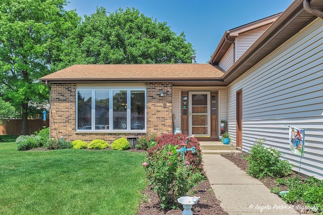 3406 W Bretons Dr, Mchenry, IL 60050 - property entrance featuring brick siding and a shingled roof