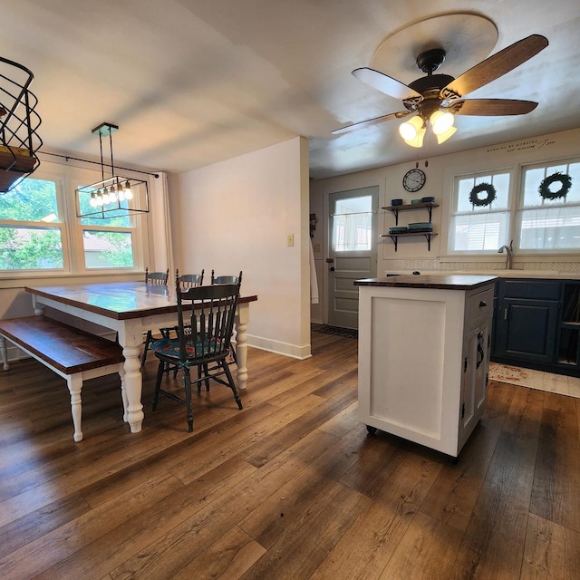 700 W Lafayette St, Ottawa, IL 61350 - dining room with dark wood-type flooring and ceiling fan