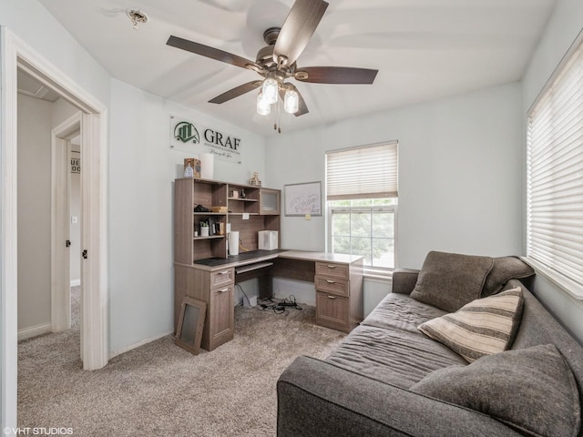 11880 Everglades Rd, Huntley, IL 60142 - office area with ceiling fan, plenty of natural light, and light colored carpet