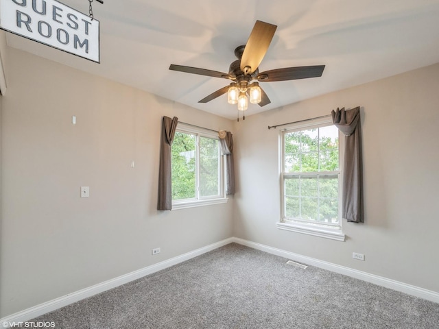 11880 Everglades Rd, Huntley, IL 60142 - spare room featuring carpet, plenty of natural light, and a ceiling fan