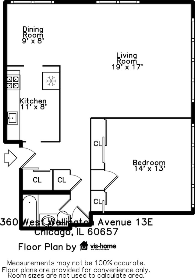 360 W Wellington Ave Unit 13E, Chicago, IL 60657 - view of floor plan / room layout