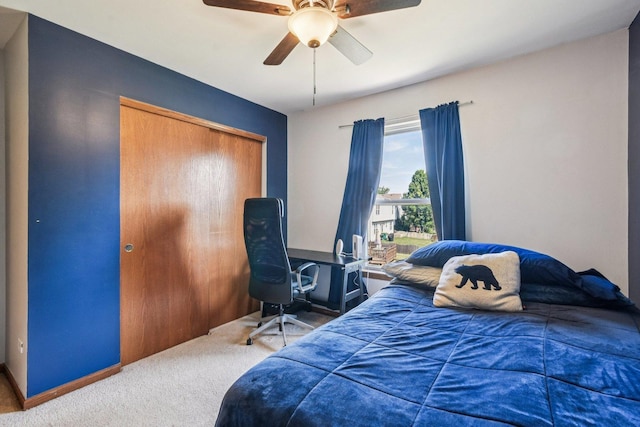 5509 Hickory Grove Ct, Plainfield, IL 60586 - bedroom with carpet floors, a closet, and ceiling fan