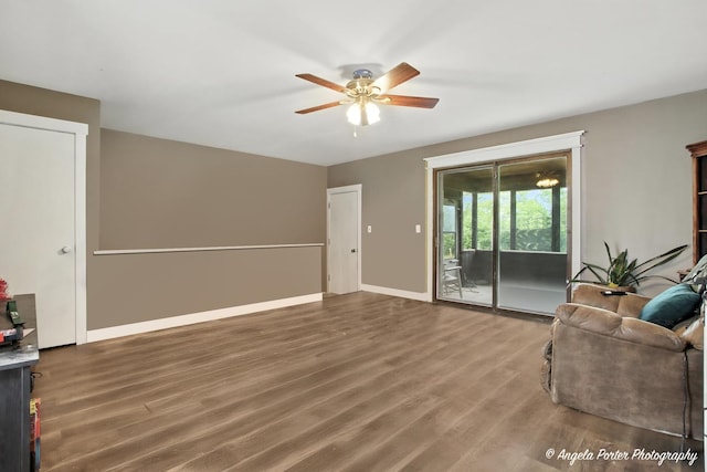 22039 W N Ave, Antioch, IL 60002 - living room featuring ceiling fan and wood finished floors