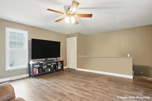 22039 W N Ave, Antioch, IL 60002 - living room with wood finished floors and ceiling fan