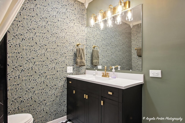 22039 W N Ave, Antioch, IL 60002 - half bathroom featuring vanity and a chandelier