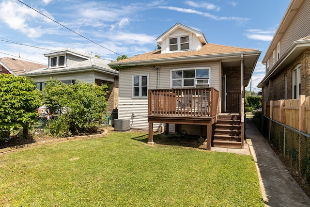 2815 W Fitch Ave, Chicago, IL 60645 - back of property featuring a deck, a fenced backyard, and a shingled roof