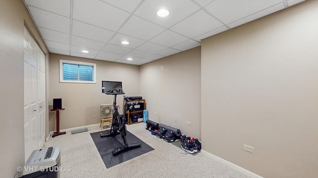 654 Linden Dr, Carol Stream, IL 60188 - exercise area with recessed lighting and a drop ceiling
