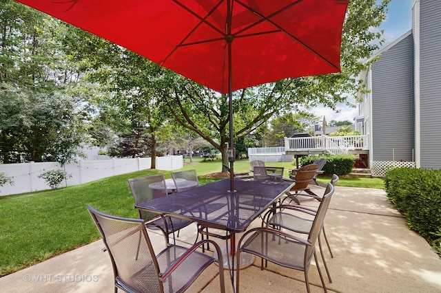 654 Linden Dr, Carol Stream, IL 60188 - view of patio with outdoor dining area and a wooden deck