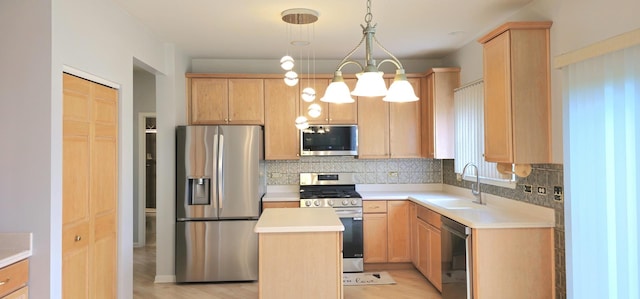 1793 Lanyon Dr, Bartlett, IL 60103 - kitchen with stainless steel appliances, light brown cabinets, light wood-style flooring, and backsplash