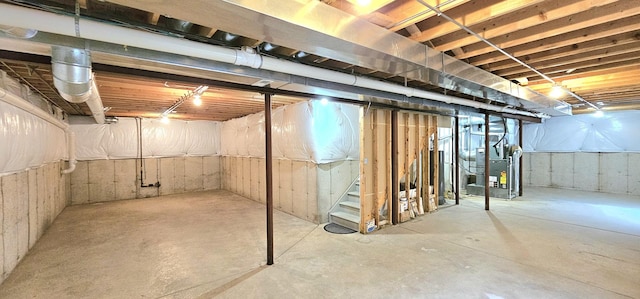 1793 Lanyon Dr, Bartlett, IL 60103 - unfinished basement with heating unit and stairway