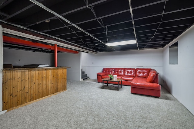 1747 Pleasant Ave, Saint Charles, IL 60174 - carpeted living room with bar area and stairway