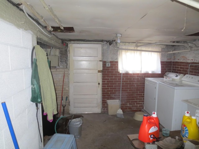1642 W Olive Ave, Chicago, IL 60660 - basement with washing machine and dryer and brick wall
