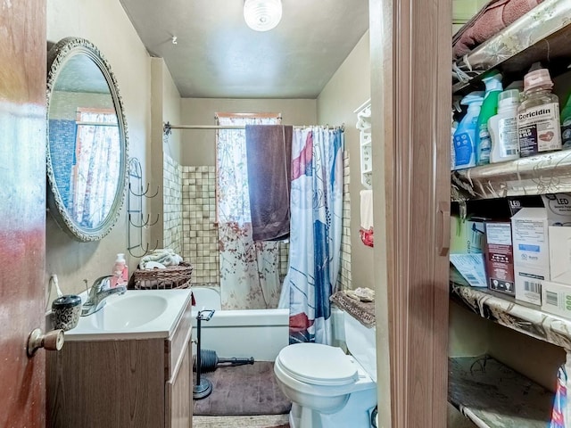 7959 S Coles Ave, Chicago, IL 60617 - full bathroom with vanity and shower / tub combo with curtain