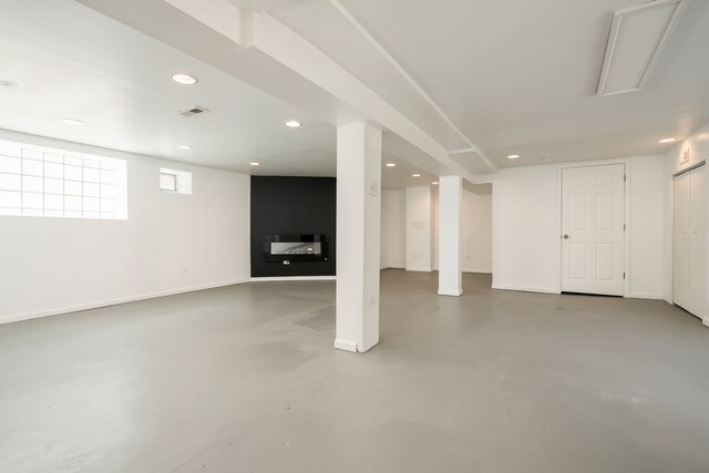 1833 Cuyler Ave, Berwyn, IL 60402 - below grade area with recessed lighting and a glass covered fireplace