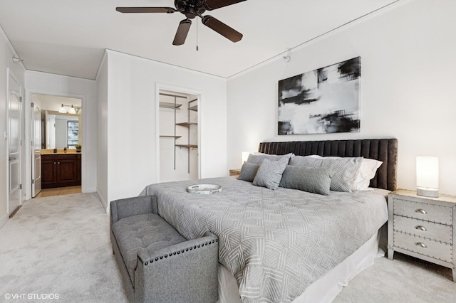 420 E Waterside Dr Unit 1103, Chicago, IL 60601 - bedroom with light carpet, ensuite bathroom, and a ceiling fan
