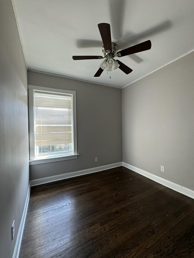 11022 S Vernon Ave, Chicago, IL 60628 - empty room featuring dark wood finished floors, a ceiling fan, and crown molding