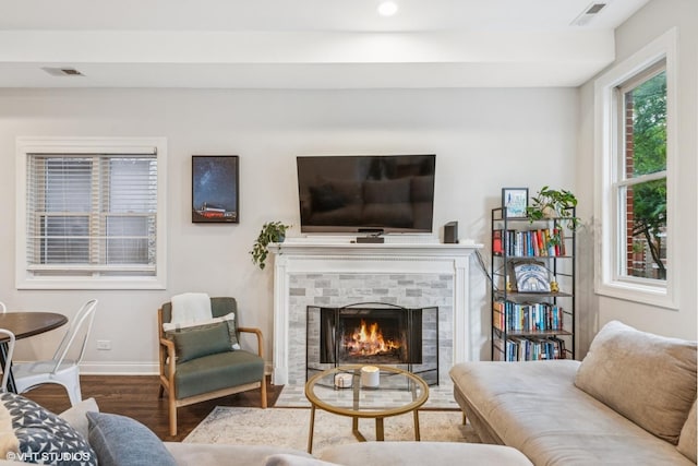 2930 N Damen Ave Unit 2, Chicago, IL 60618 - living room featuring wood finished floors and a fireplace with flush hearth