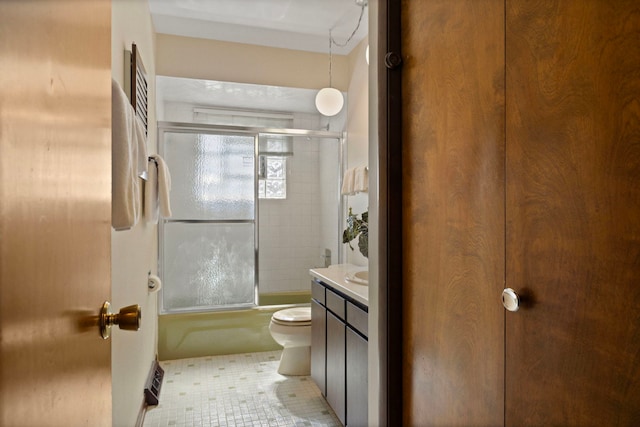 5245 Fairmount Ave, Downers Grove, IL 60515 - full bathroom featuring enclosed tub / shower combo, vanity, and tile patterned floors